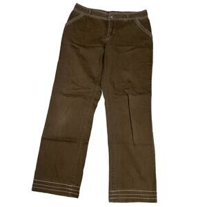 Cabela's Hiking Pants Straight Leg Brown Stitched Zip Fly Womens 12 Cotton Blend